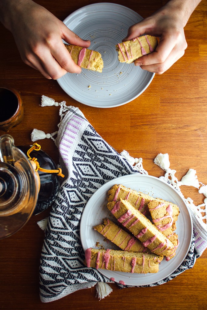 Citrus Biscotti with Hibiscus Glaze