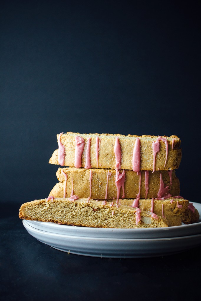 Citrus Biscotti with Hibiscus Glaze