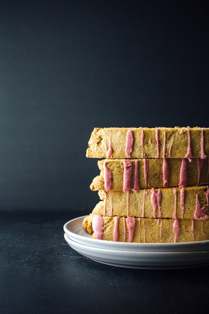 Citrus Biscotti with Hibiscus Glaze