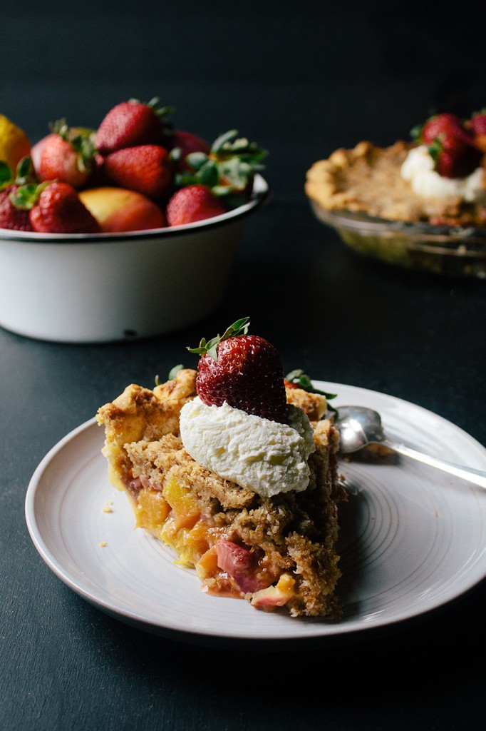 Mango Strawberry Pie with Coconut Crumb Topping