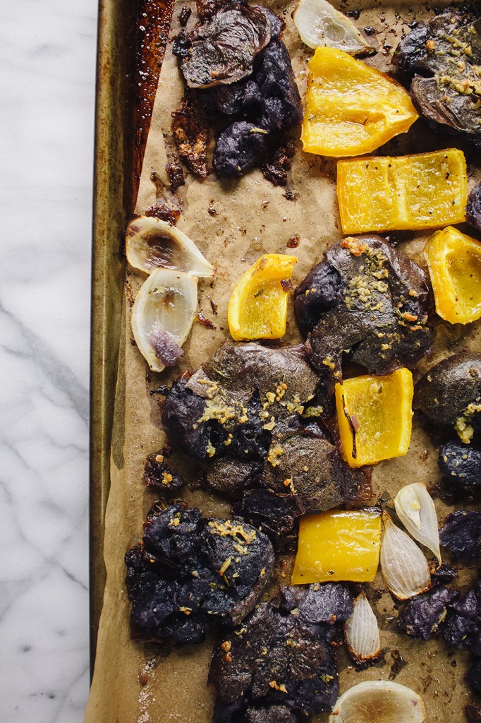 Rosemary & Garlic Smashed Purple Potatoes