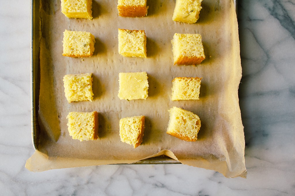 Vegan Corn Cream Soup With Cornbread Croutons