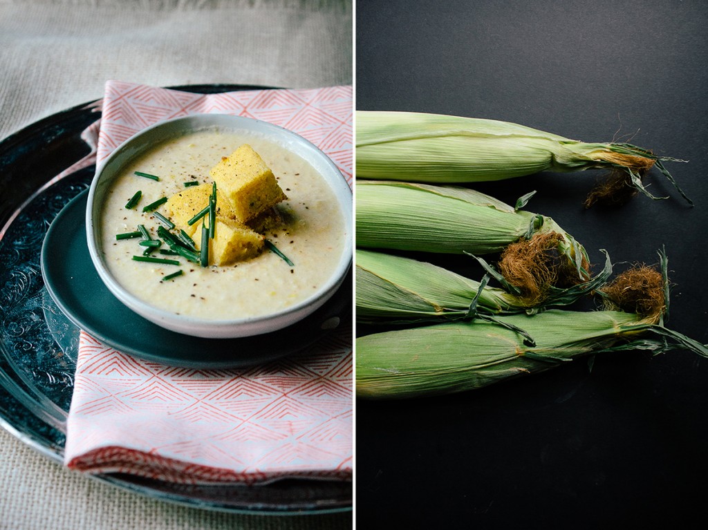 Vegan Corn Cream Soup With Cornbread Croutons