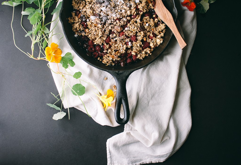 Salted Maple Dark Chocolate Raspberry Crumble