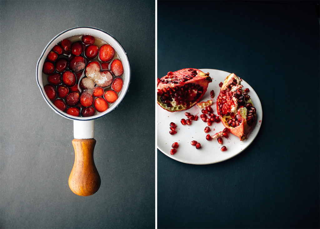 Pomegranate Cranberry Rum Punch With Candied Rosemary