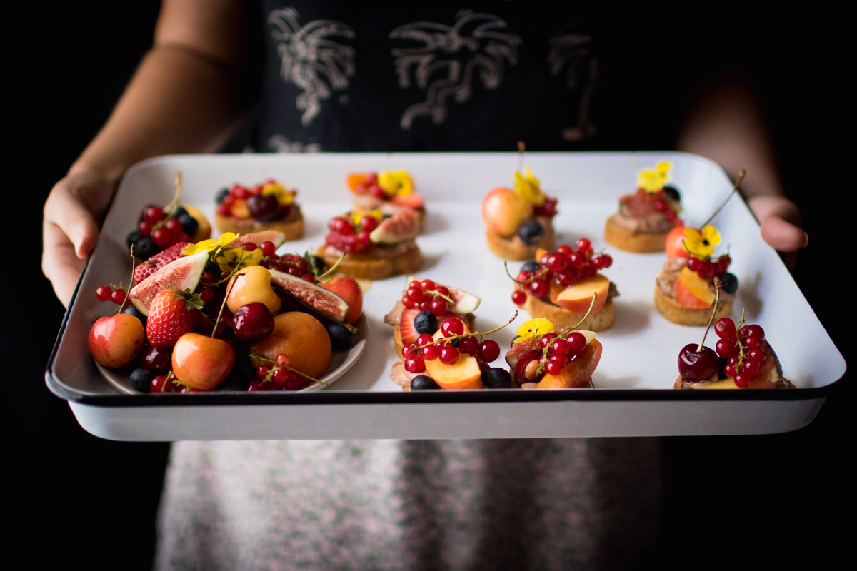 Whipped Cocoa Marscapone & Fruit Crostinis