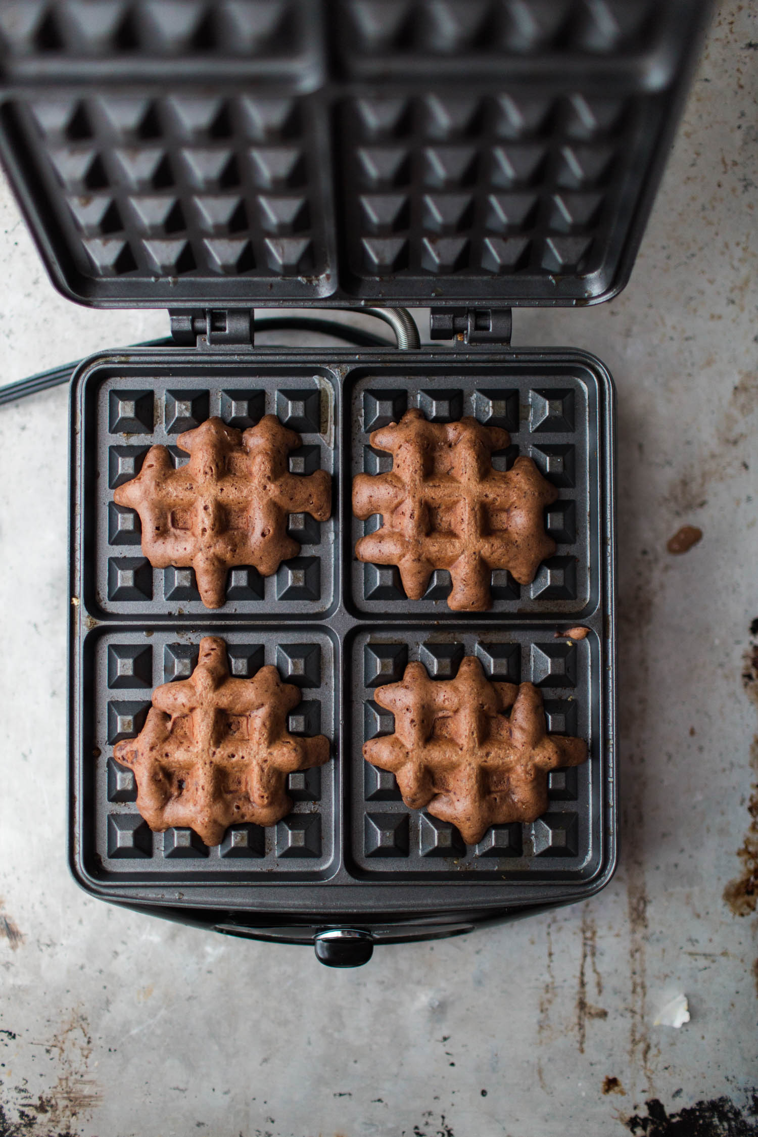 Vegan Cocoa Waffles With Caramelized Pears