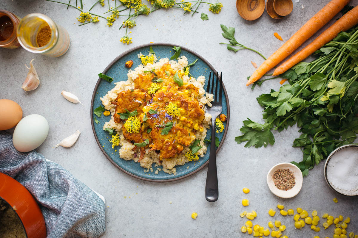 urried Veggie Patties with Coconut Quinoa