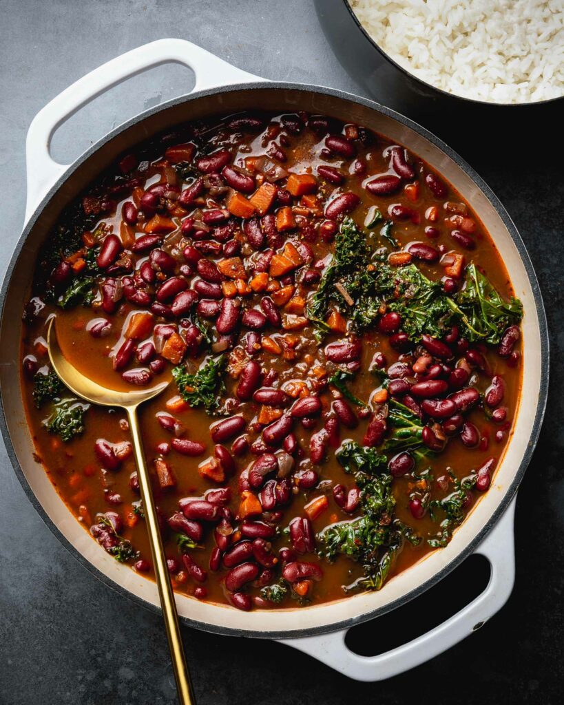 overhead of red beans and rice