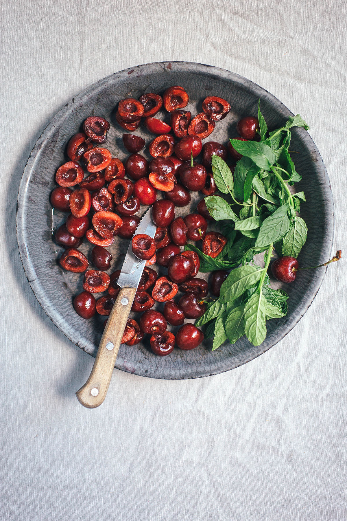 Cherry Mint Polenta Bruschetta