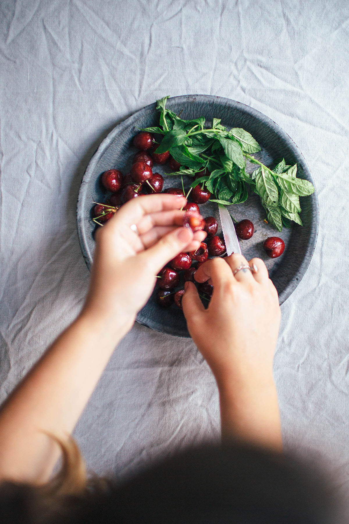 Cherry Mint Polenta Bruschetta