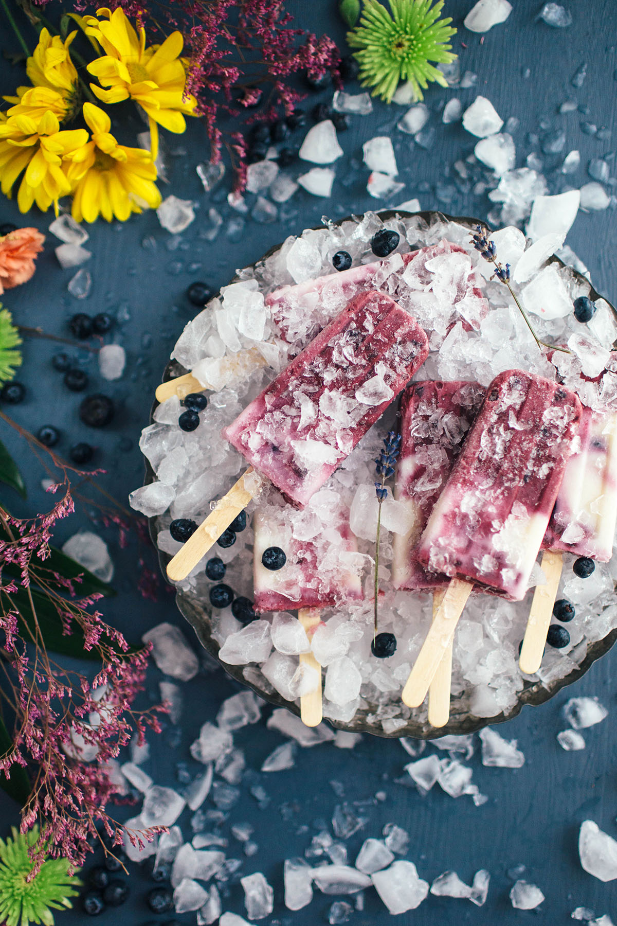 Roasted Blueberry Lavender Popsicles