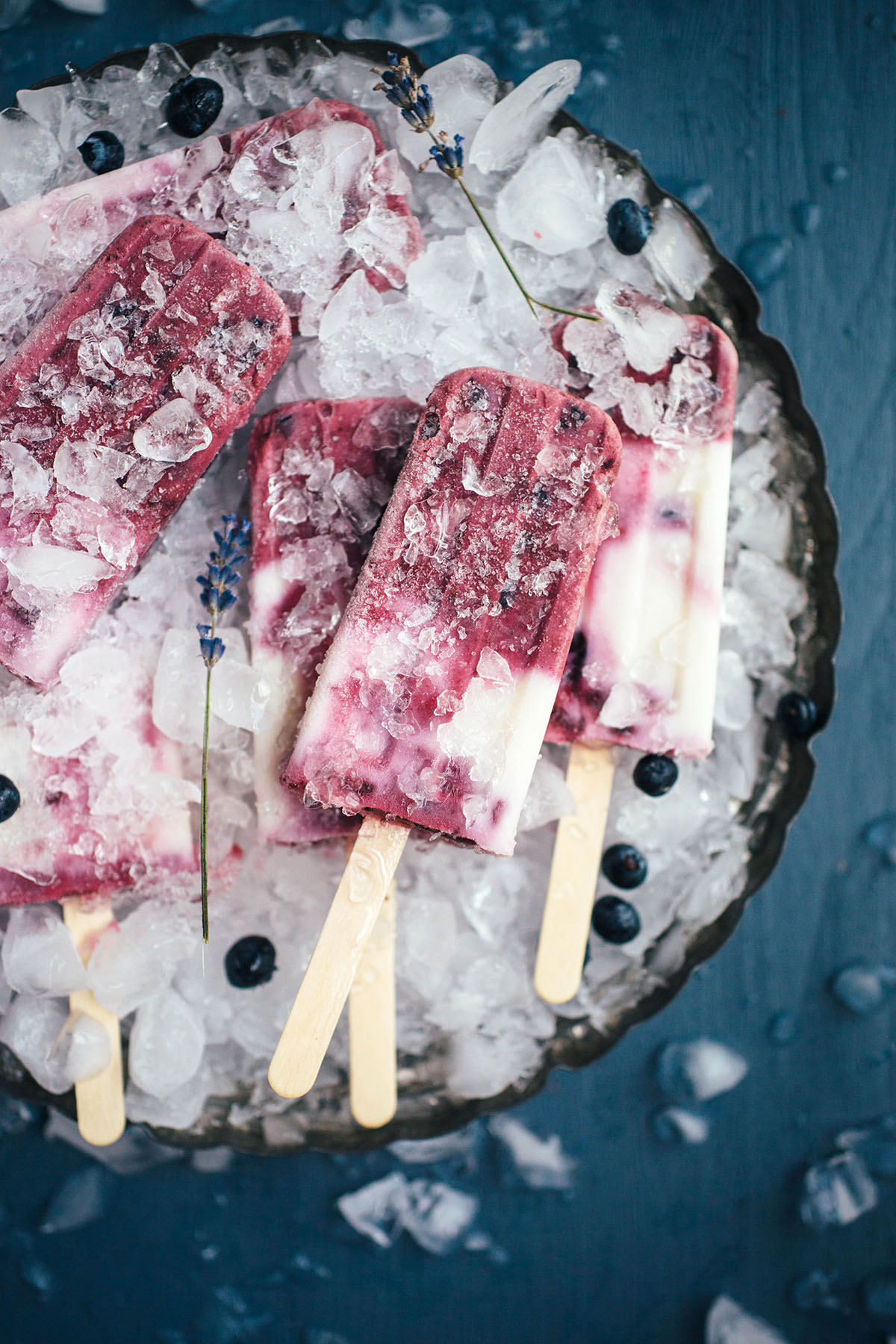 Roasted Blueberry Lavender Popsicles