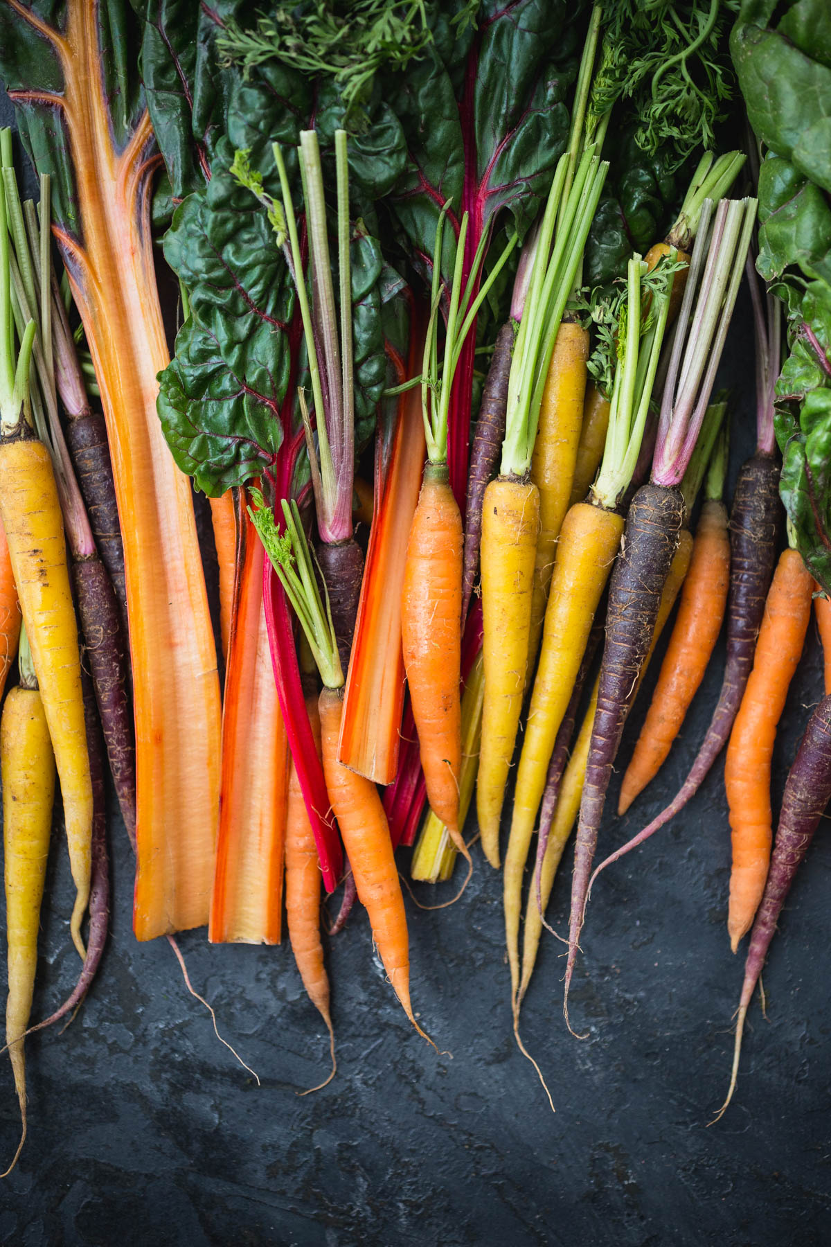 Rainbow Carrots and chard