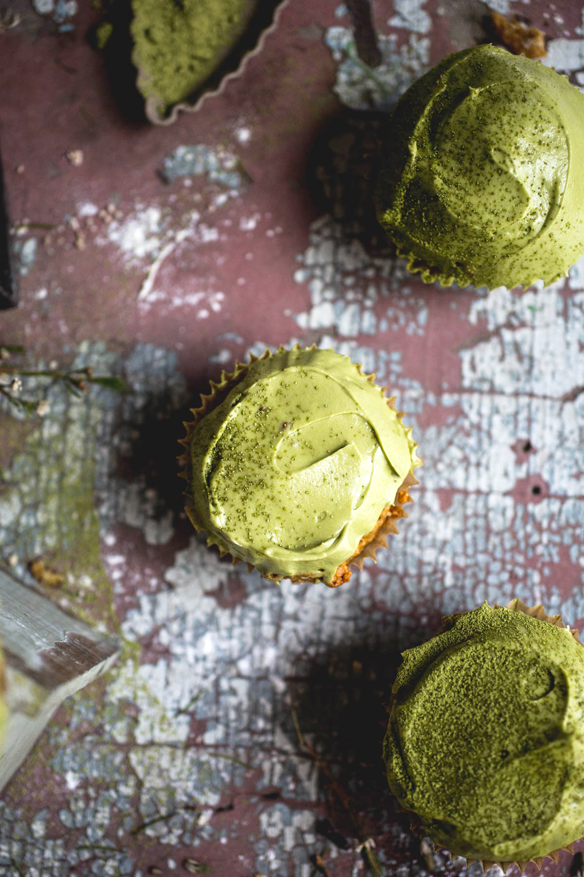 Persimmon Cupcakes with Matcha Frosting