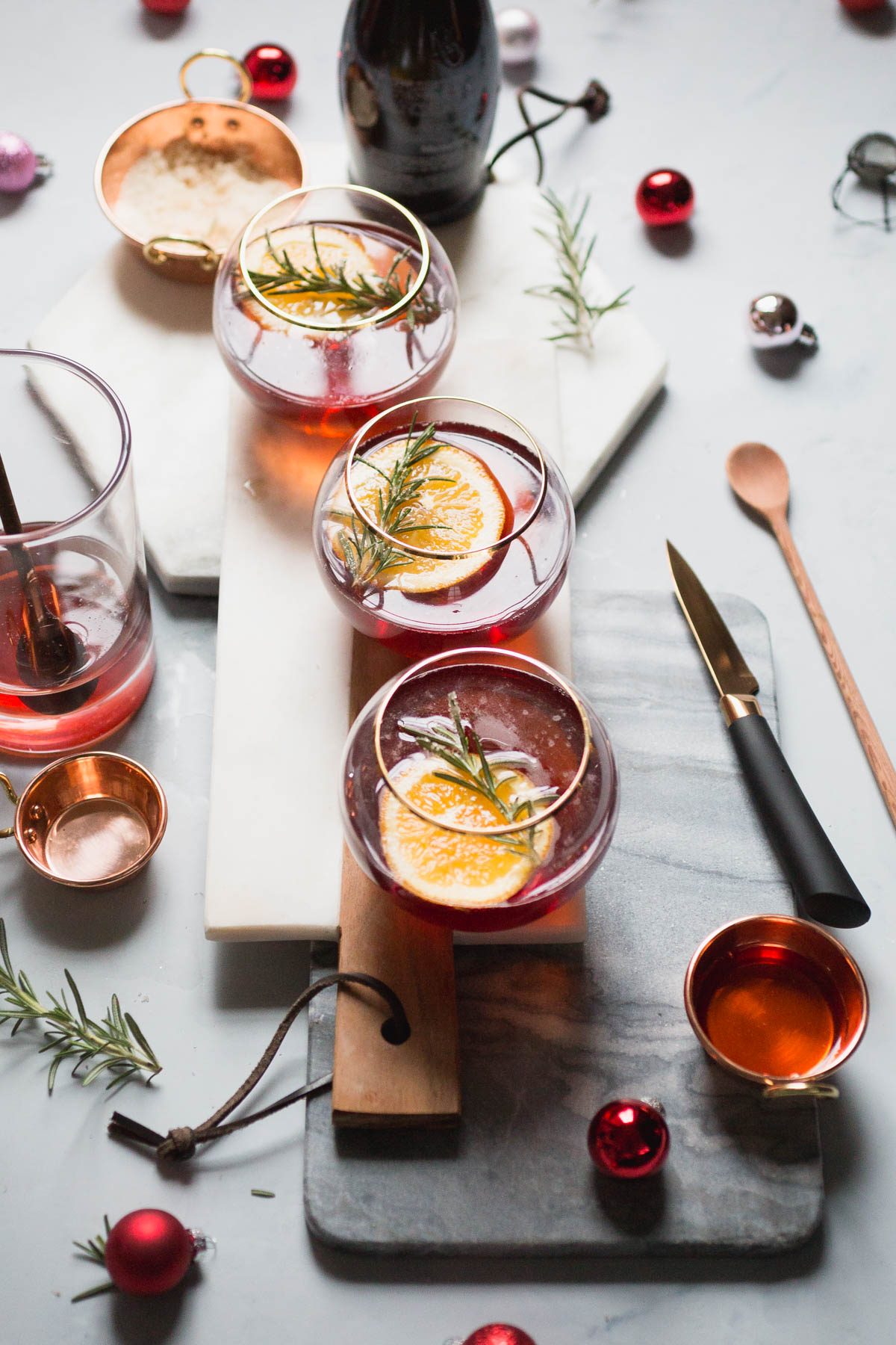 Cranberry Orange Champagne Mimosa with Candied Rosemary