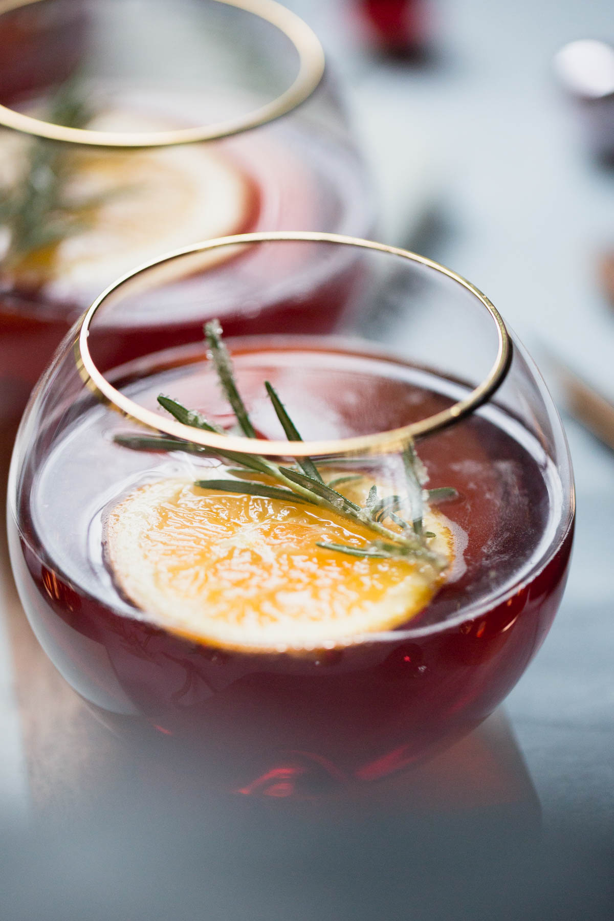 Cranberry Orange Champagne Mimosa with Candied Rosemary