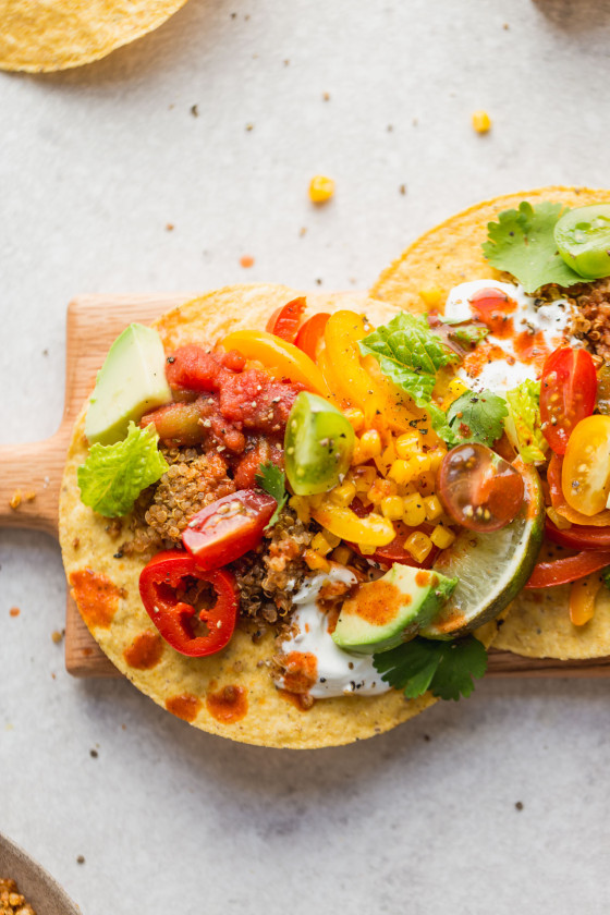 Vegetarian Quinoa Taco Meat Tostadas recipe 