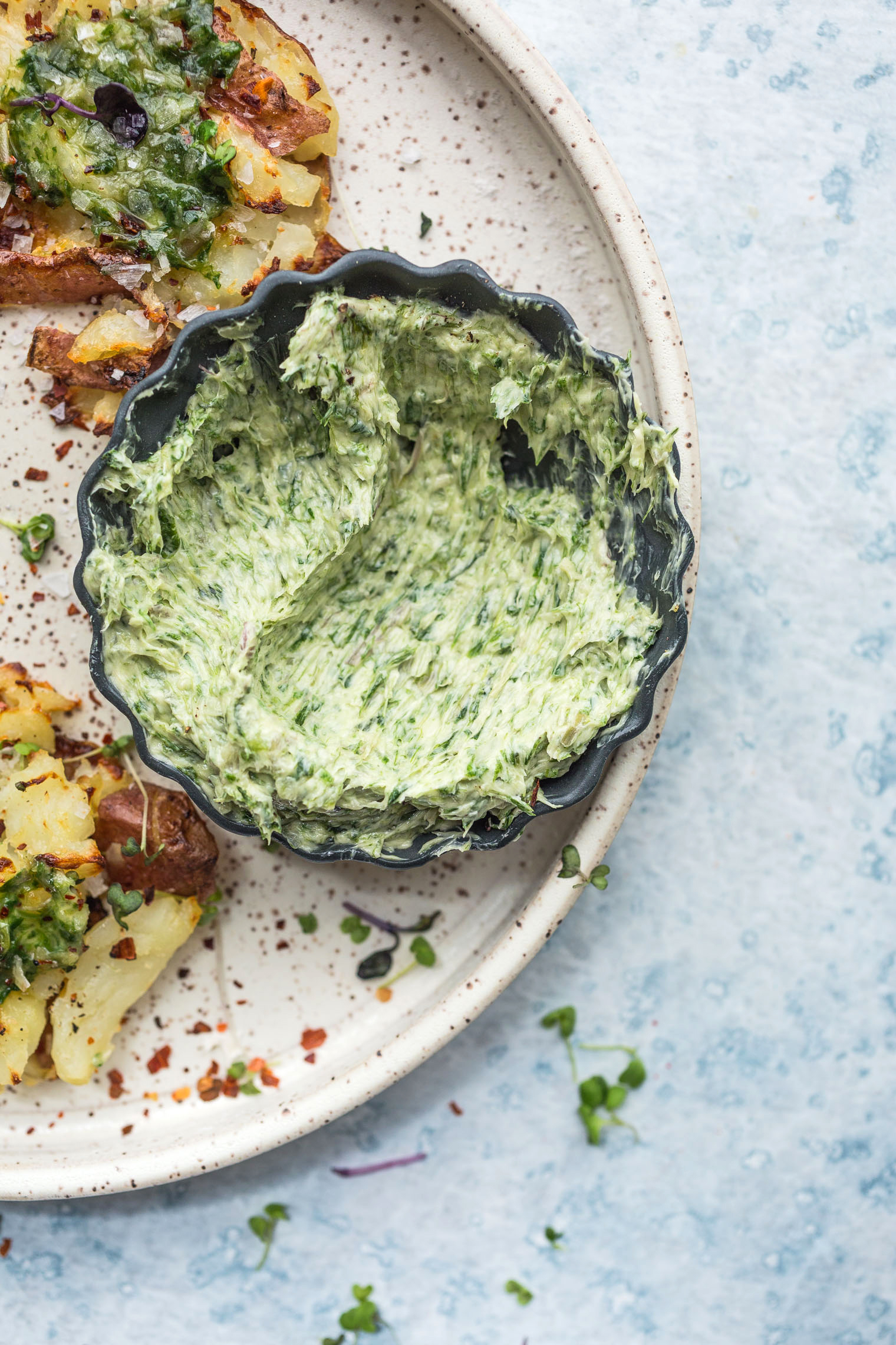 ramp butter in gray bowl