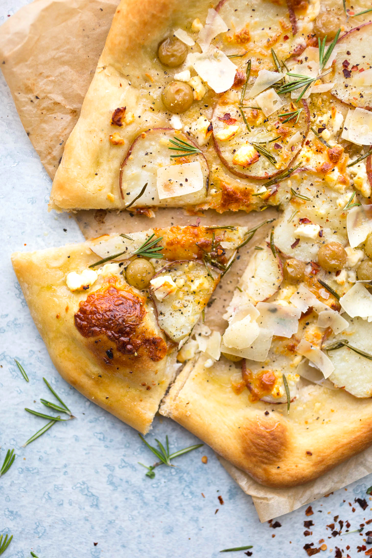 Potato Grape and Rosemary Pizza