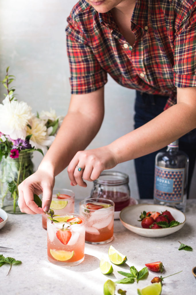 strawberry rhubarb gin and tonic