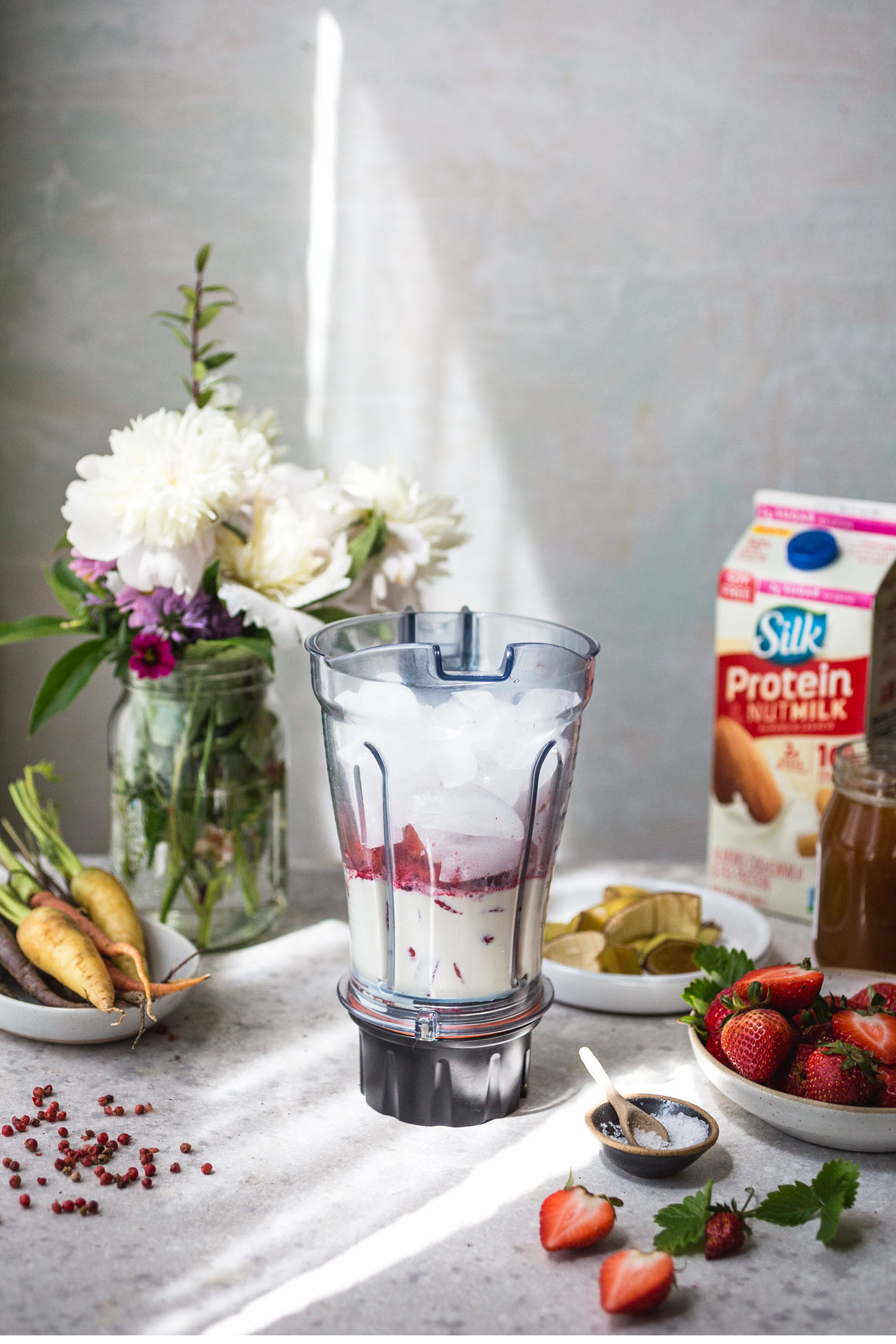 Strawberry Pink Peppercorn Protein Smoothie