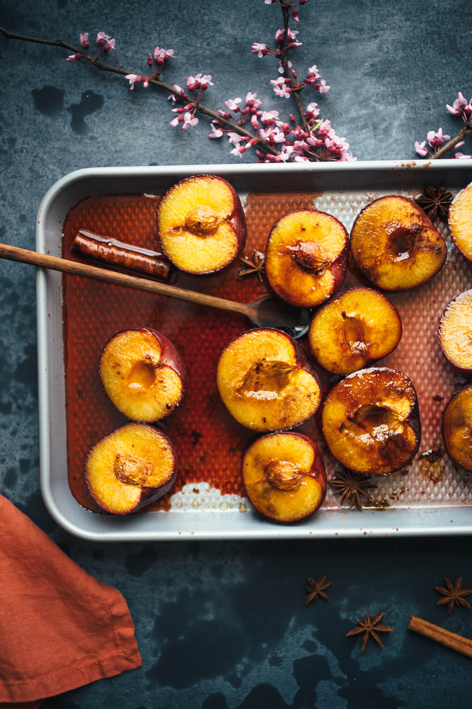 Vegan Breakfast Polenta with Rose-Roasted Plums