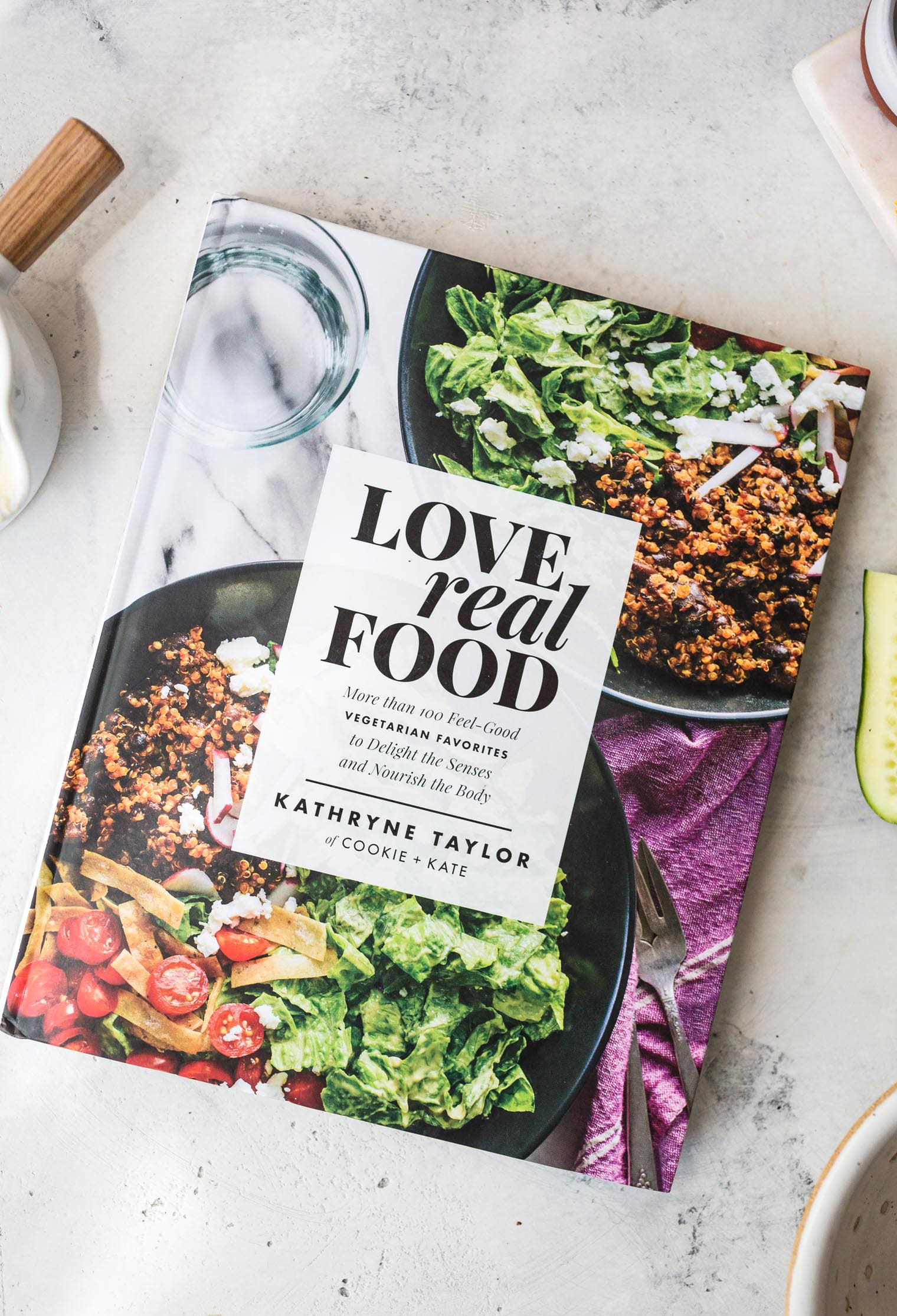 Love Read Food cookbook on countertop
