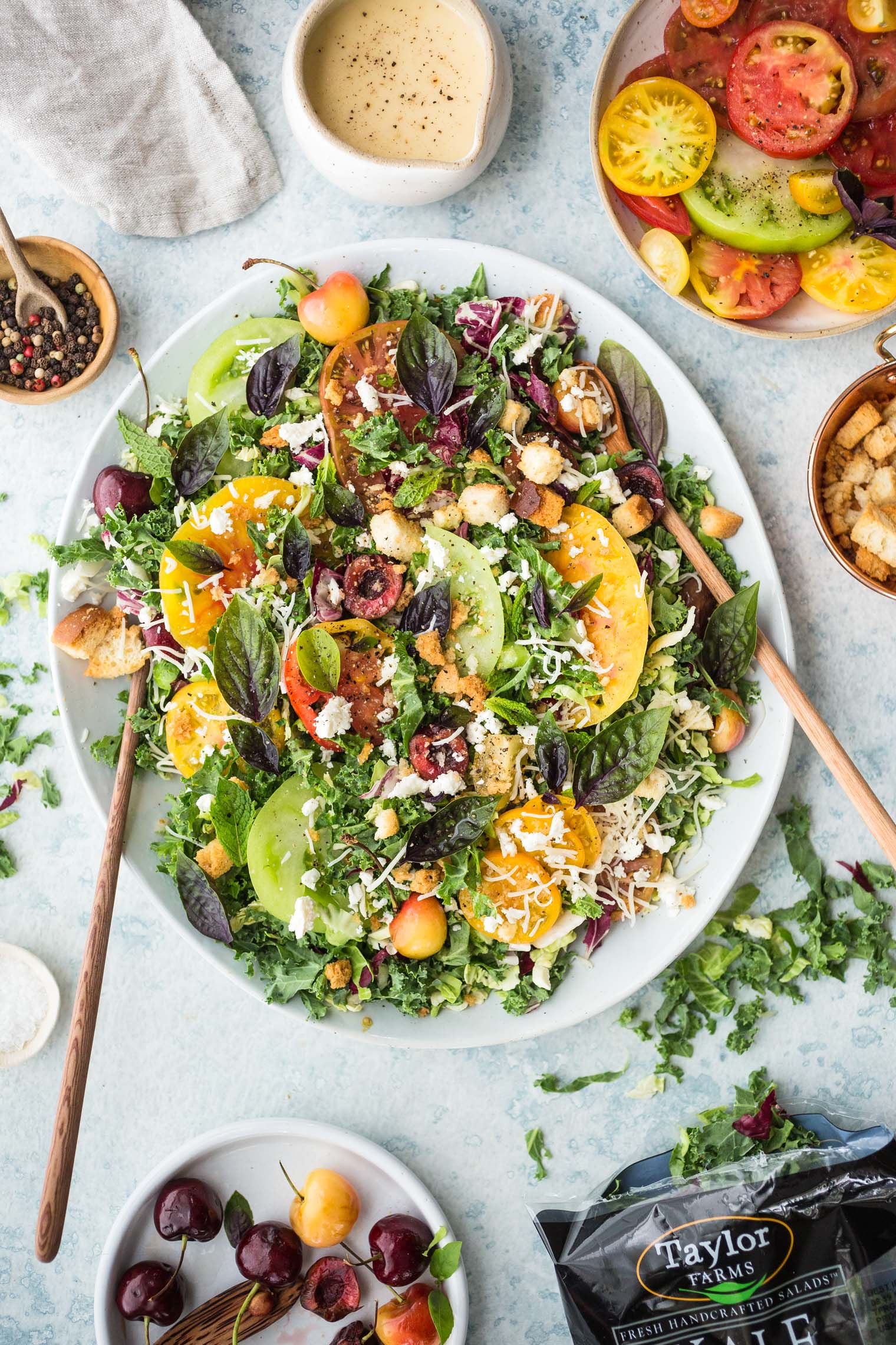 Tomato & Cherry Kale Salad with Lemon Vinaigrette