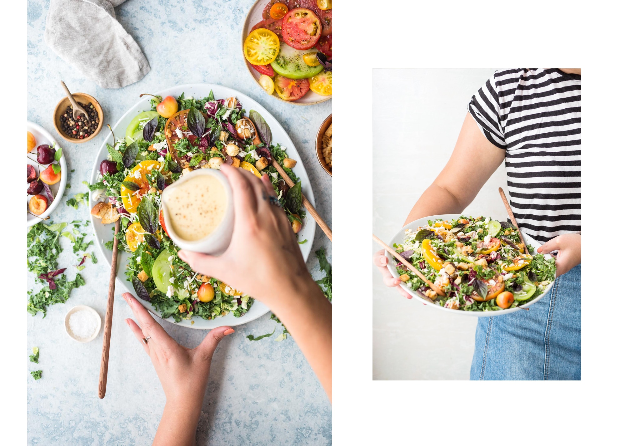 Tomato & Cherry Kale Salad with Lemon Vinaigrette