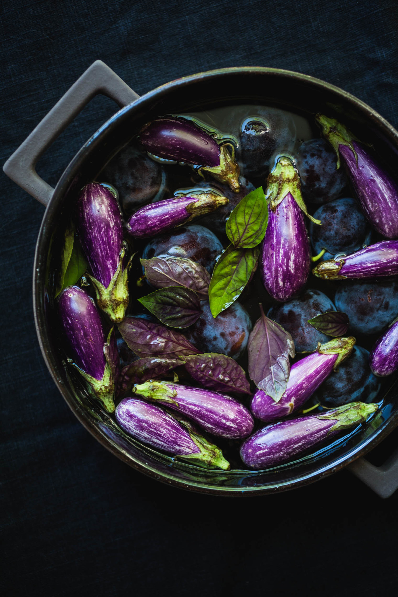 Roasted Miniature Eggplant with Tahini Yogurt and Plum Salsa