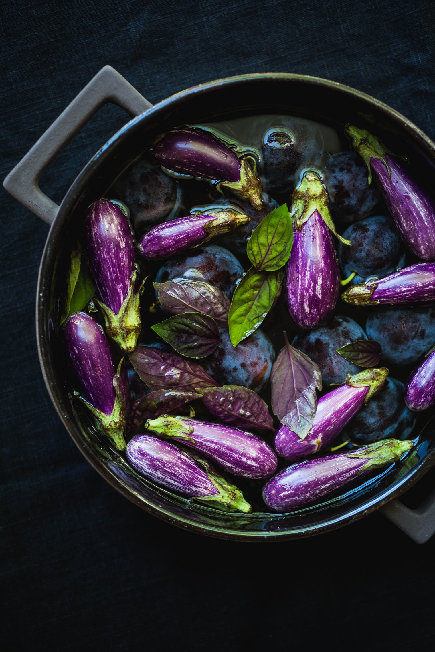 Roasted Miniature Eggplant with Creamy Tahini and Plum Salsa