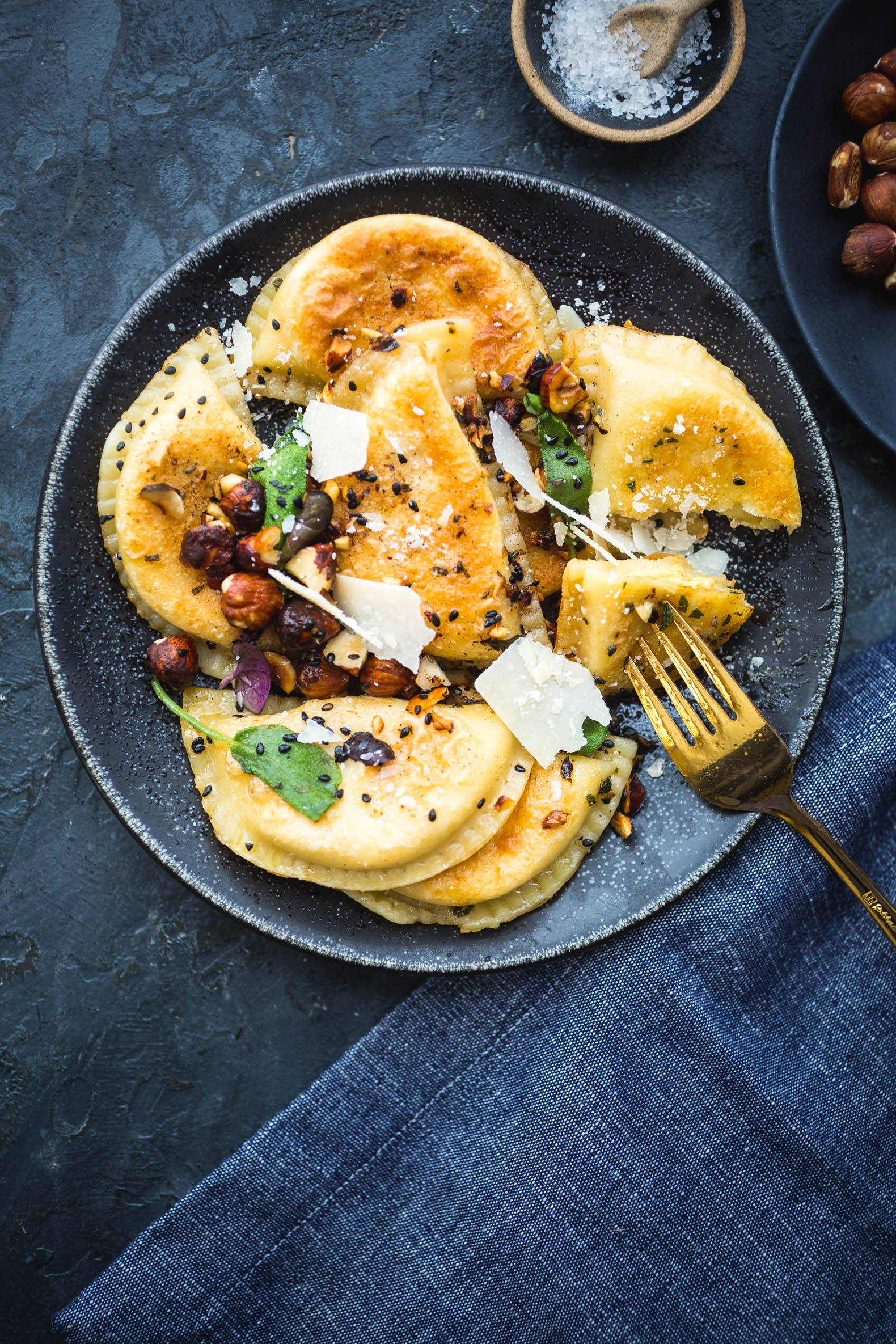 Butternut Squash Ricotta Pierogi with Brown Butter Hazelnut Sauce