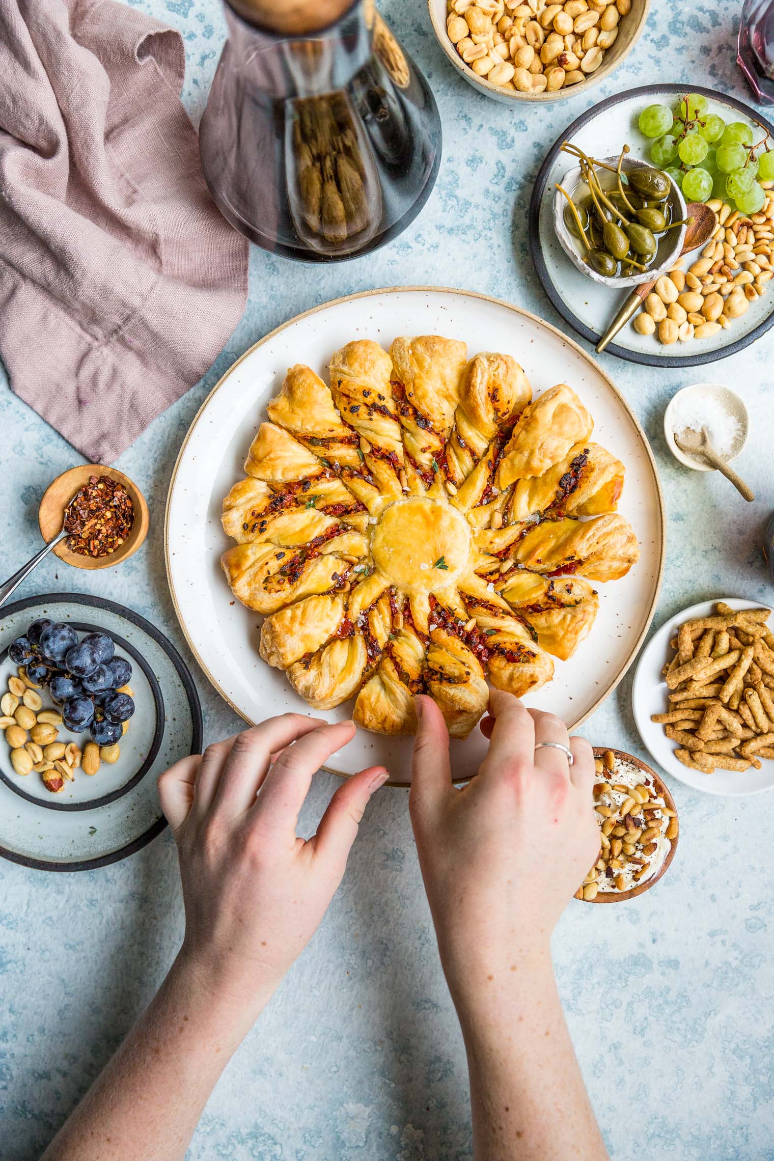 Tapenade Tarte Soleil with Pine Nut Marscapone Recipe