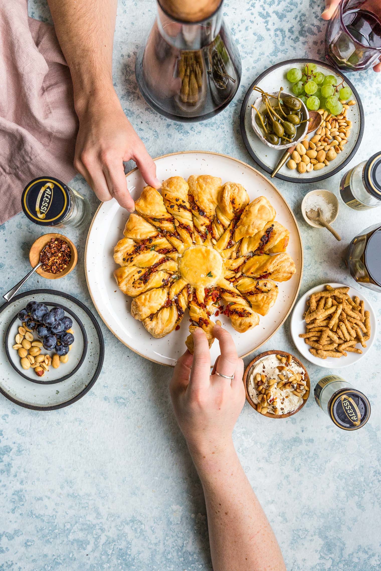 Tapenade Tarte Soleil with Pine Nut Marscapone Recipe