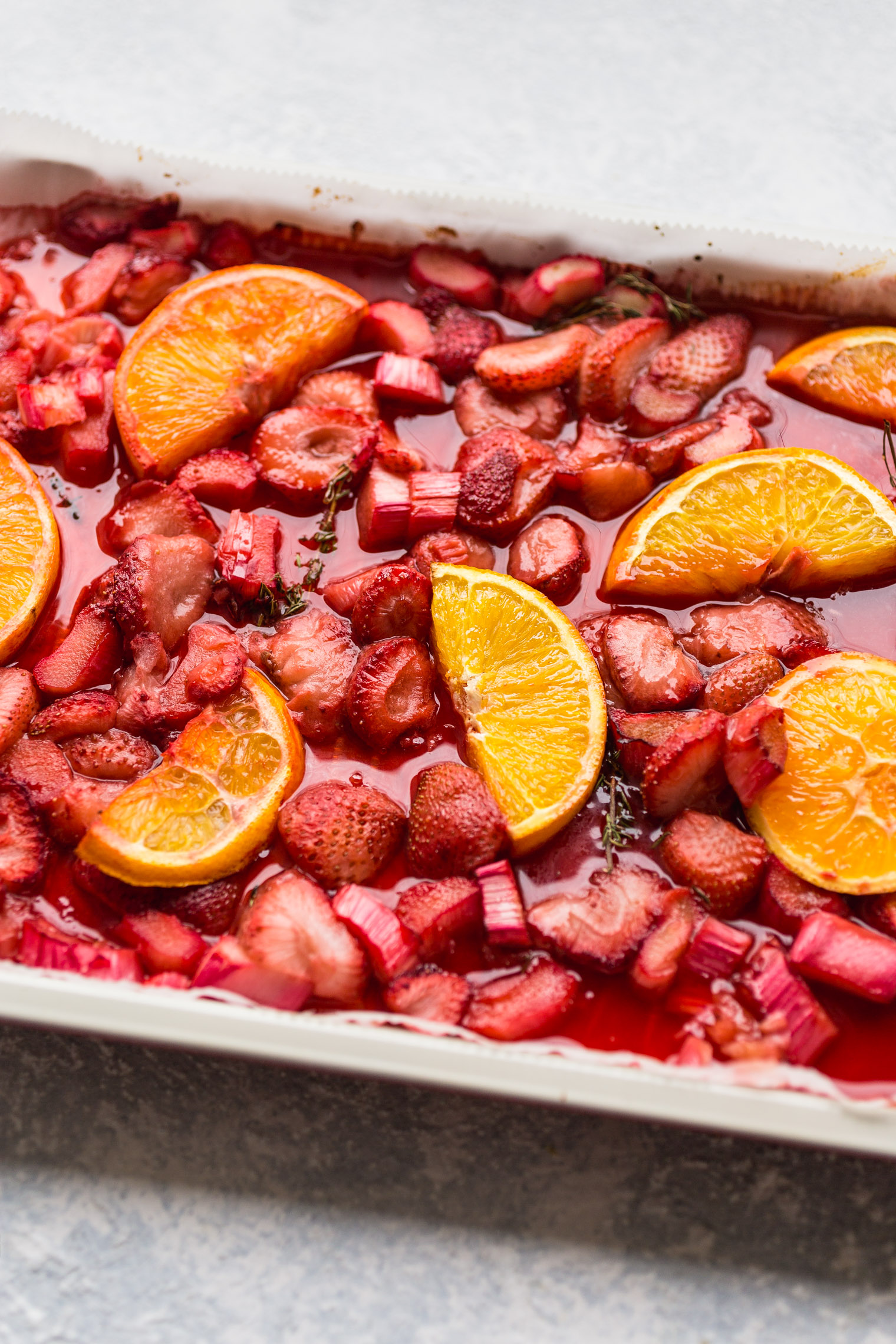 Roasted Strawberry and Rhubarb Grits with Toasted Pecans