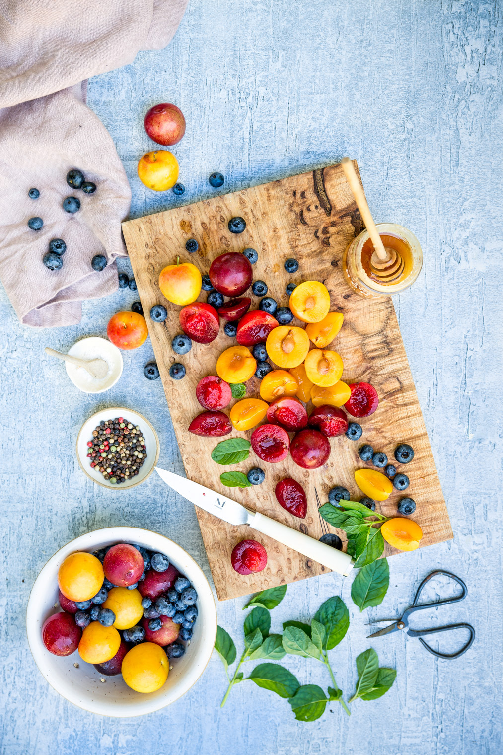 Roasted Plums and Blueberries with Cardamom and Vanilla