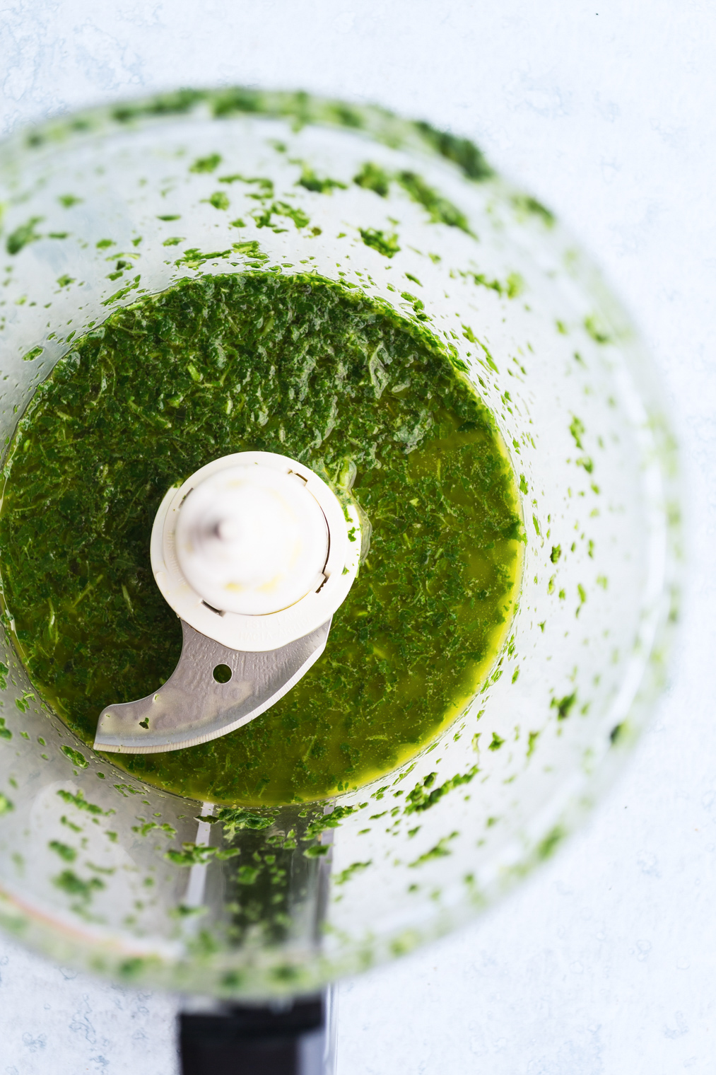 basil oil in food processor 