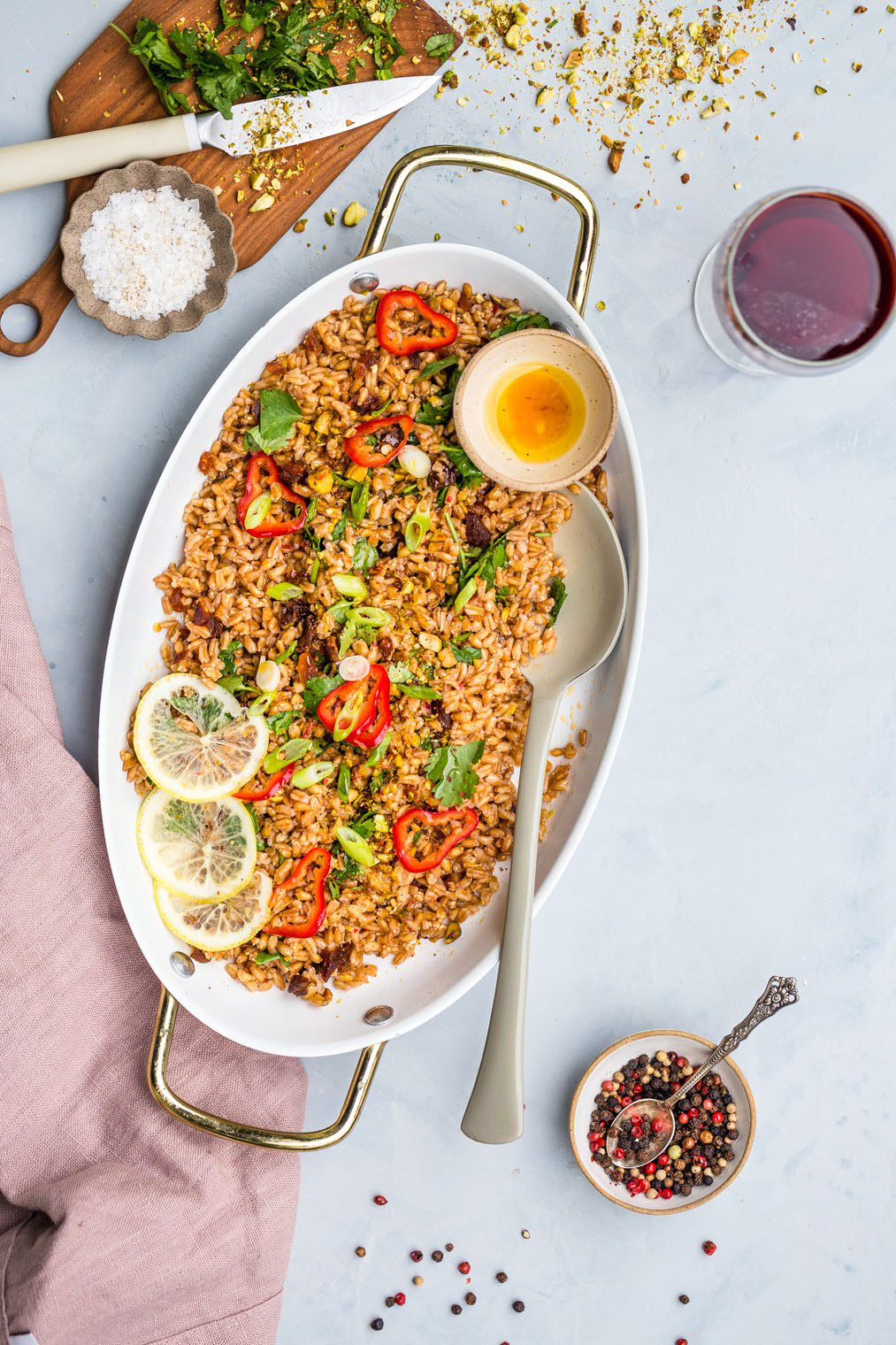 Farro Salad with Pistachios Apricots and Herbs Recipe