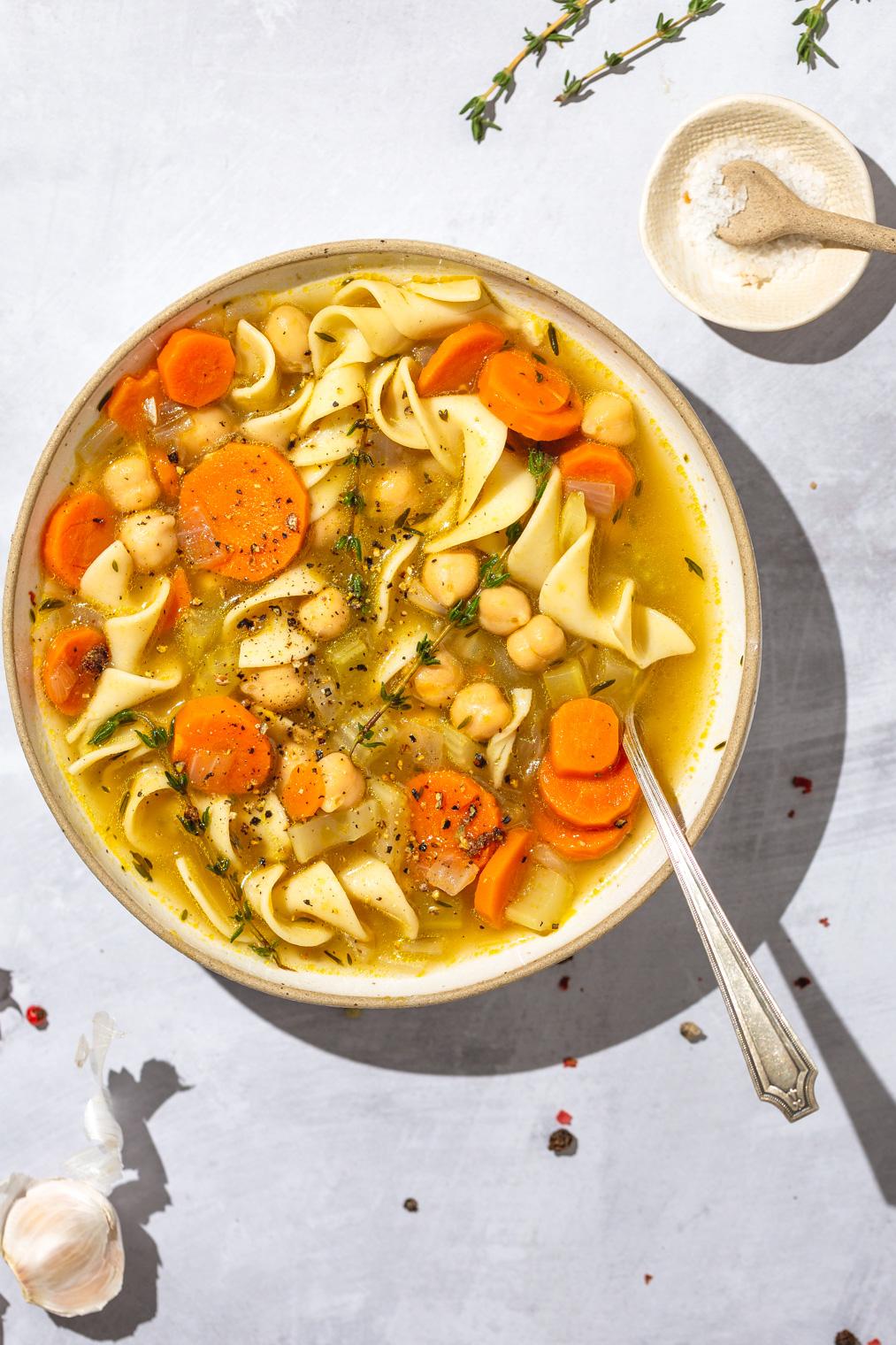 Easy And Simple Vegetarian Chickpea Noodle Soup Recipe