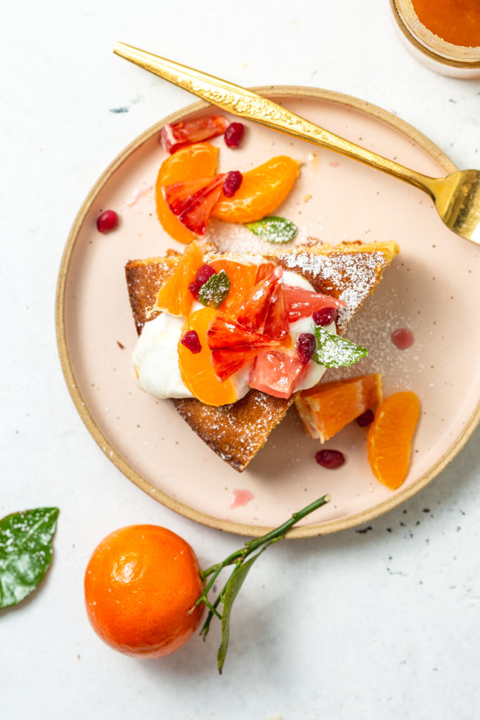 Winter Citrus Almond Cake With Yogurt & Mint