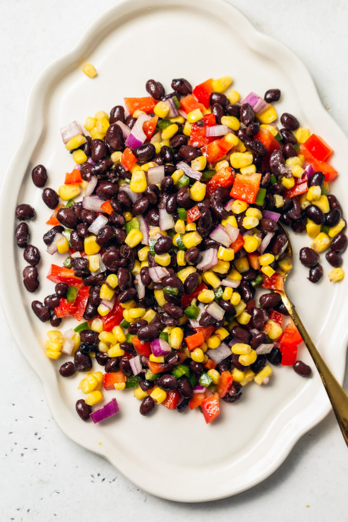 Spicy Brussels Sprout Wrap with Black Bean & Corn Salsa