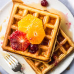 Brown Sugar Waffles with Orange-Ginger Cranberry Compote