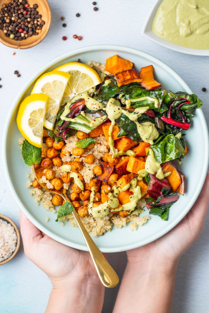 Buddha Bowl With Poblano Tahni Sauce