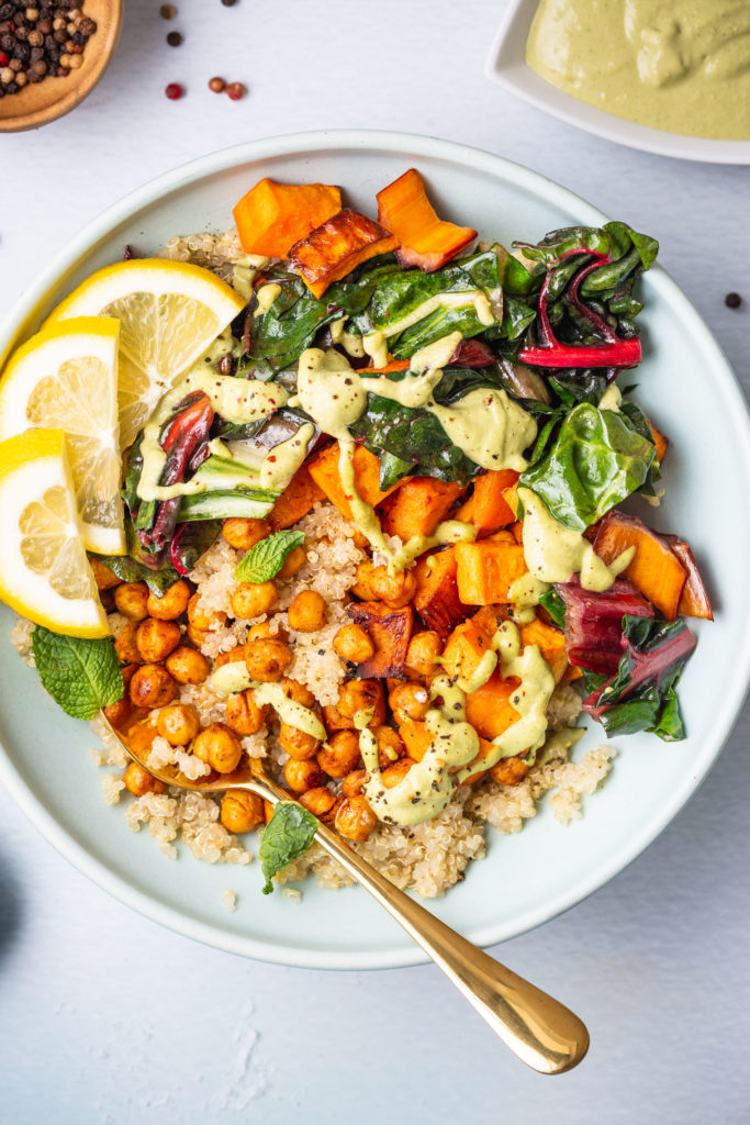 Buddha Bowl With Poblano Tahni Sauce