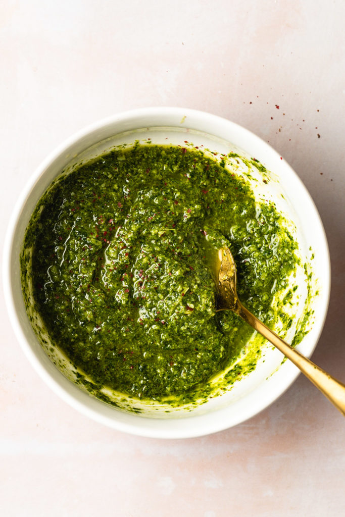 Cauliflower Steak with Carrot Miso Puree & Carrot-top Pesto