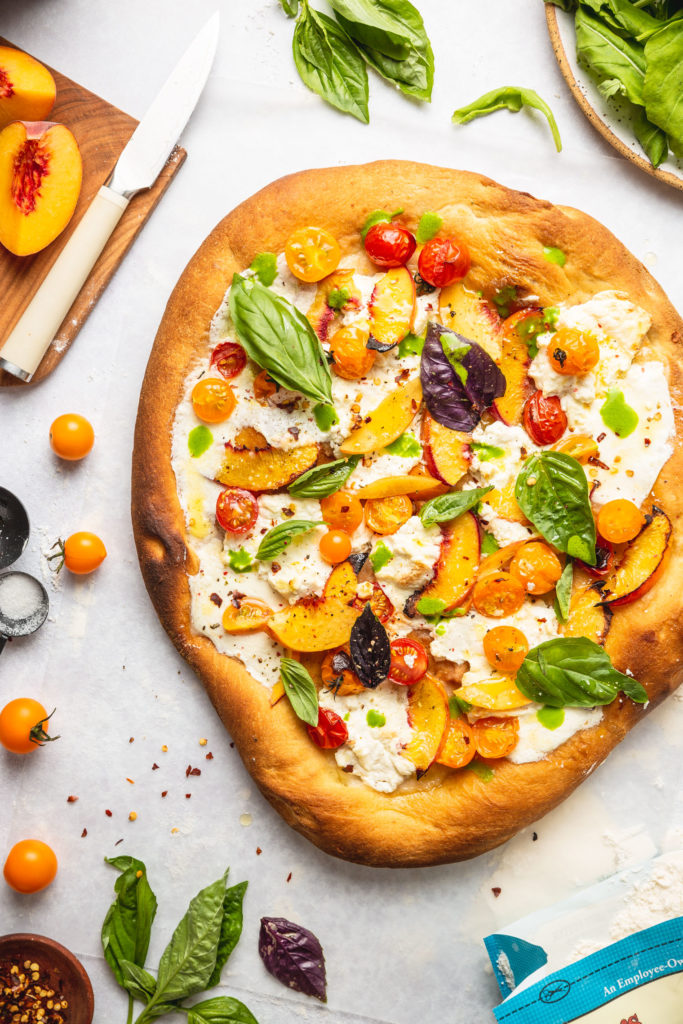 Peach Burrata Tomato Pizza