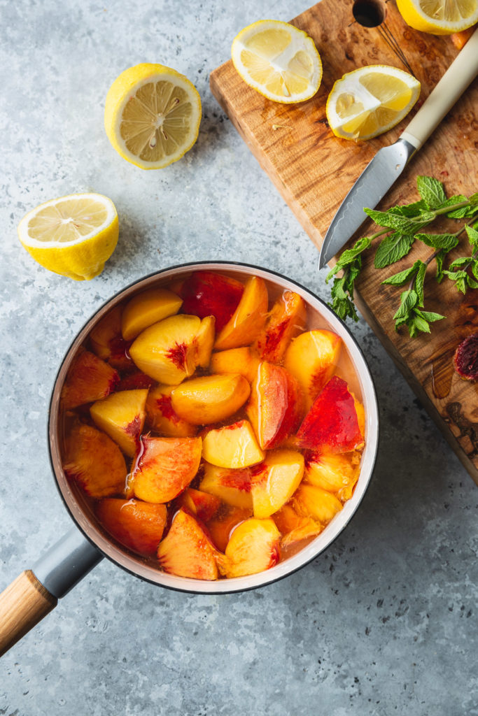 make peach syrup for tea lemonade