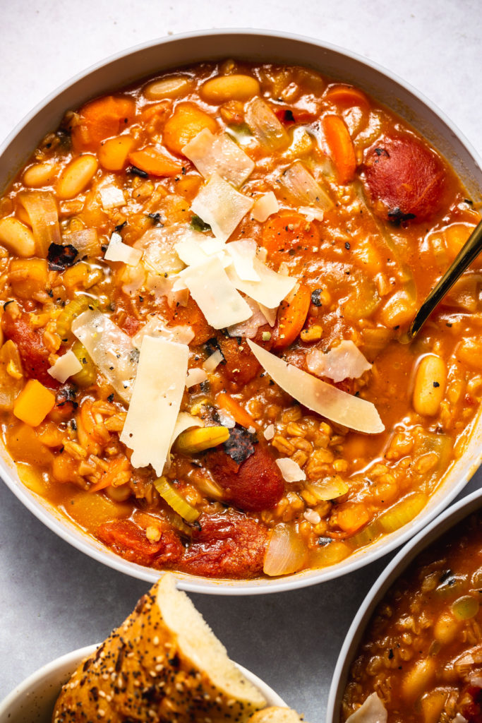 Vegetarian Butternut Squash Farro Minestrone