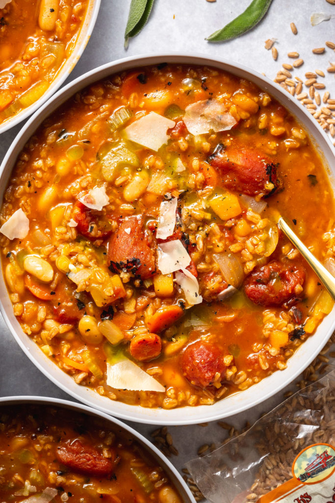 Vegetarian Butternut Squash Farro Minestrone